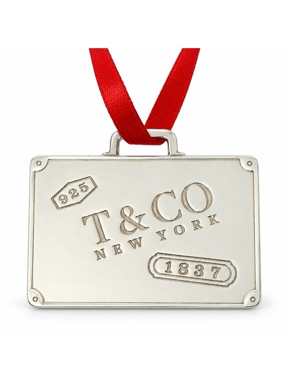 Tiffany & Co. 1837 Luggage Suitcase Christmas Tree Holiday Ornament in Silver